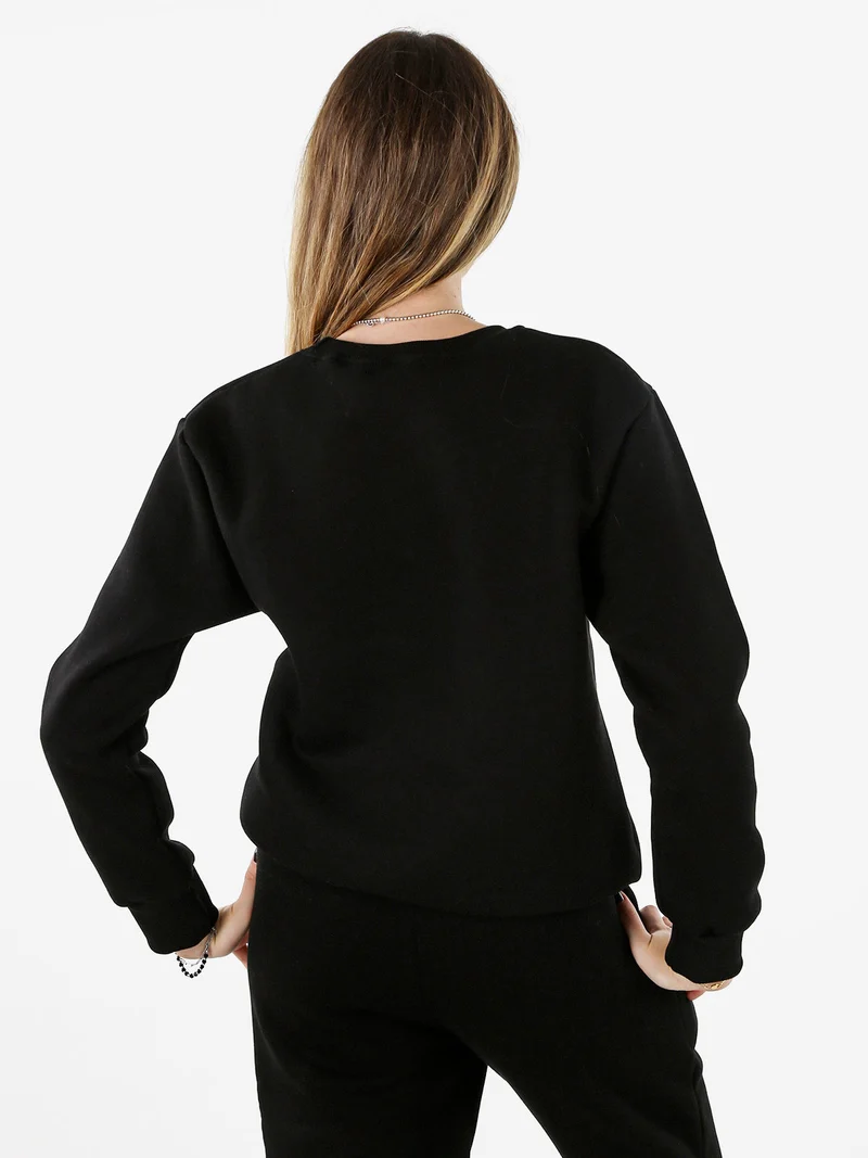 Felpa girocollo pesante da donna - nero