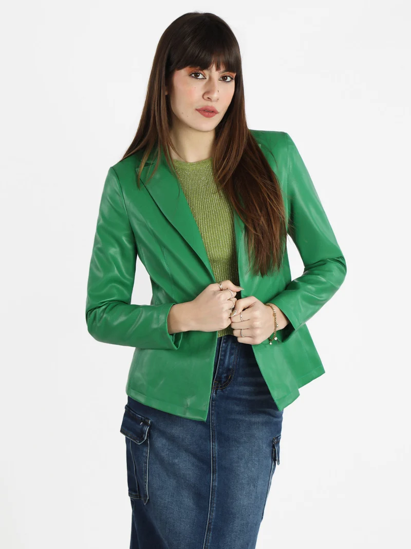 Giacca da donna in ecopelle - verde
