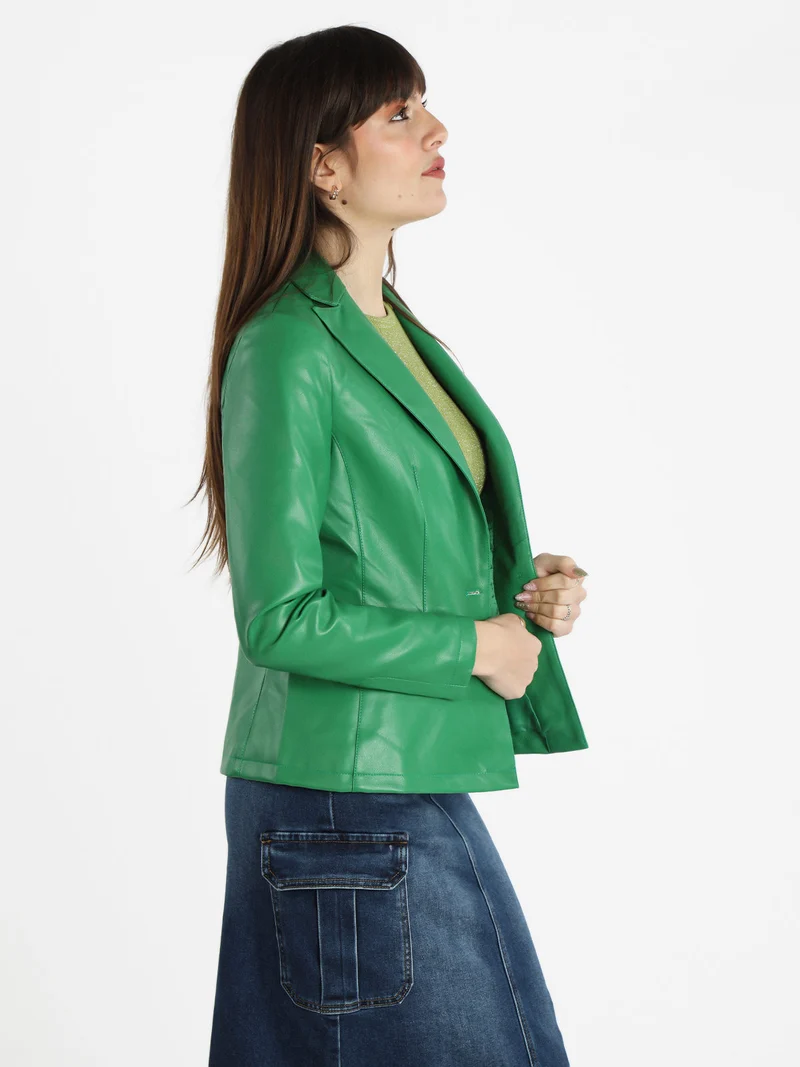 Giacca da donna in ecopelle - verde