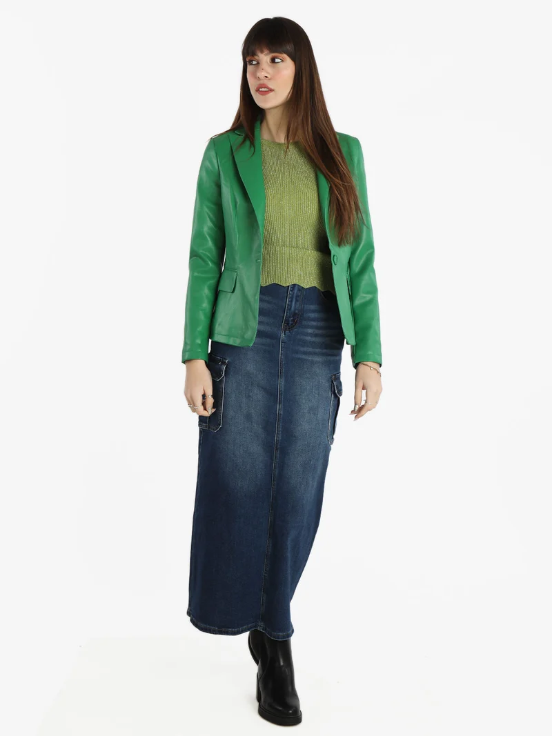 Giacca da donna in ecopelle - verde
