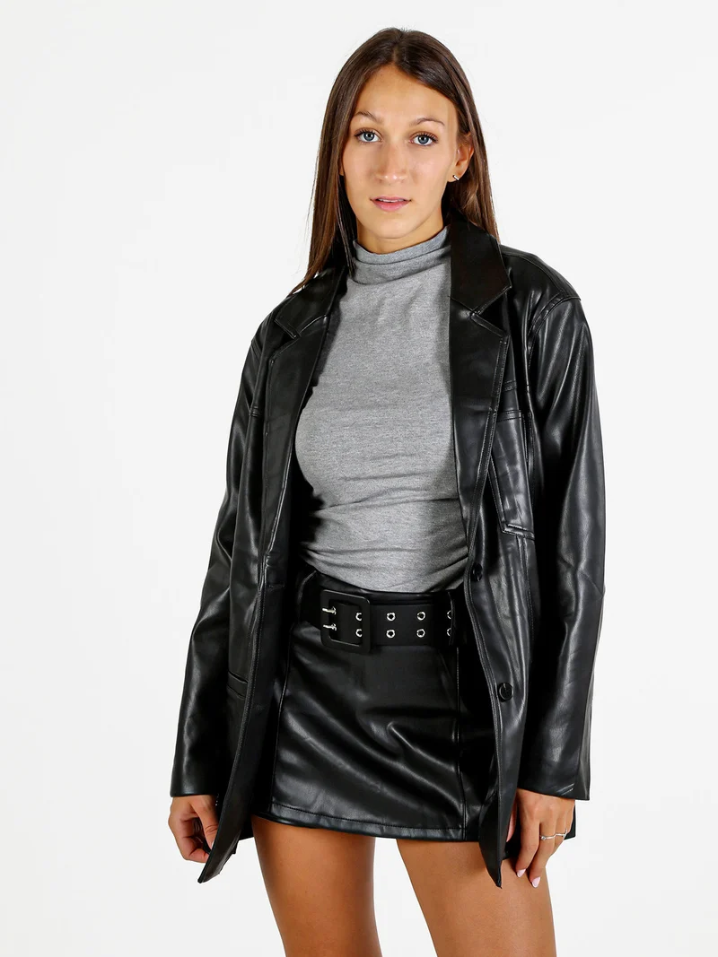 Giacca donna in ecopelle - nero