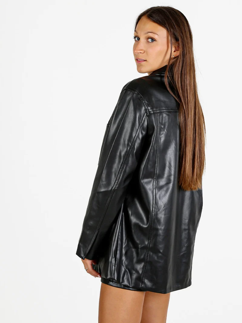Giacca donna in ecopelle - nero