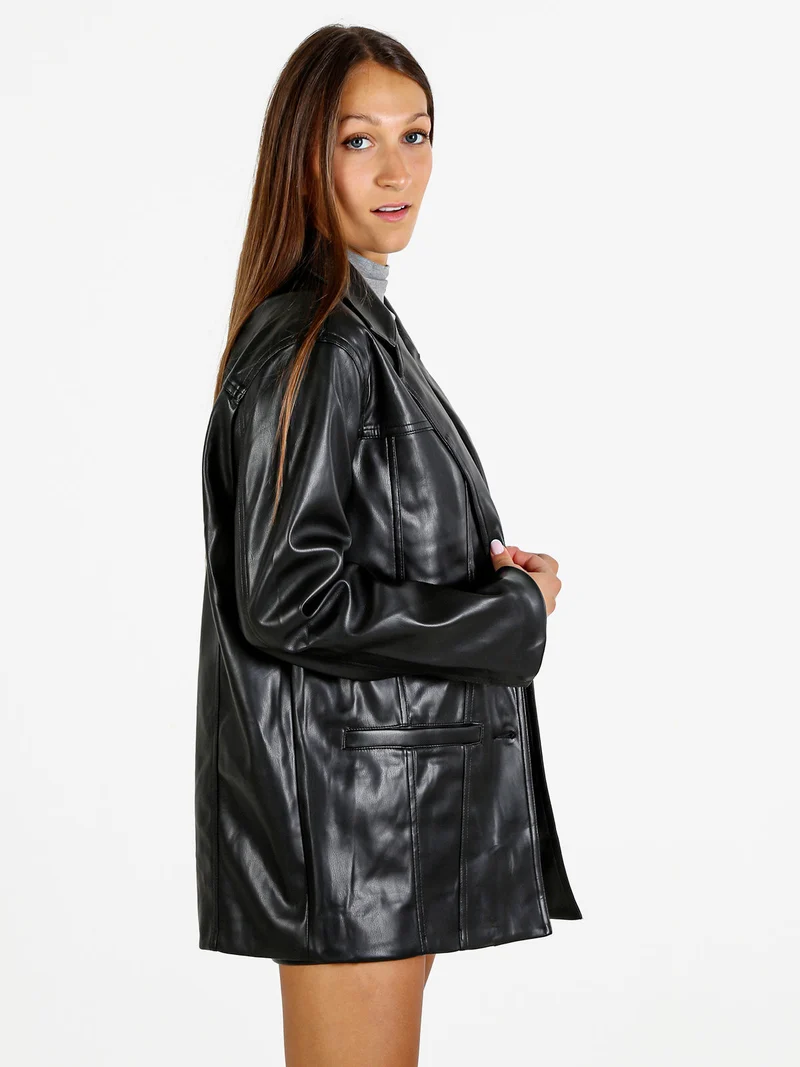 Giacca donna in ecopelle - nero