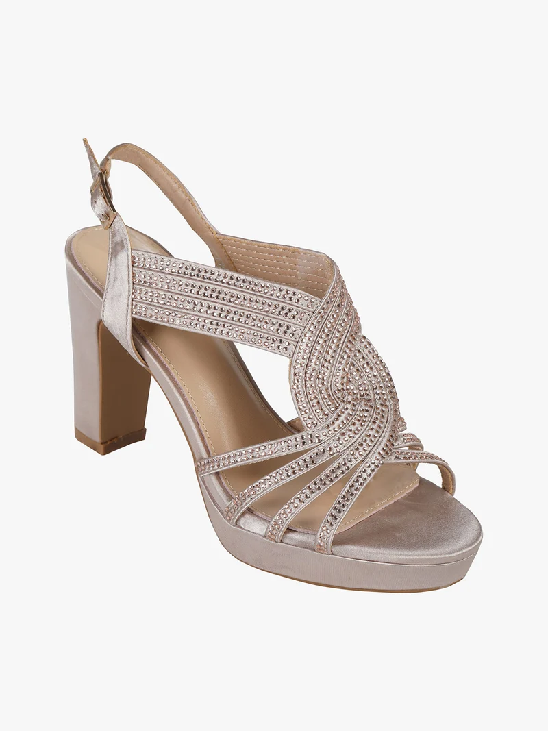 Sandali donna con tacco e plateau - champagne