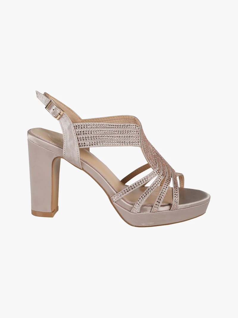 Sandali donna con tacco e plateau - champagne