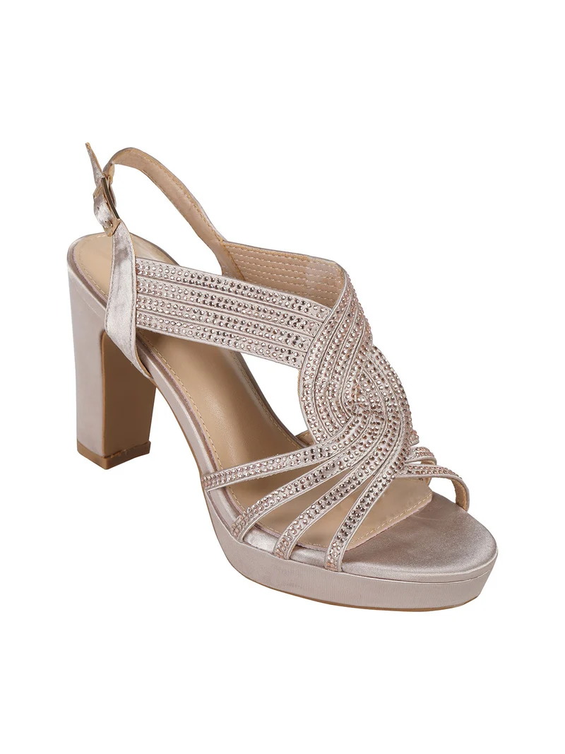 Sandali donna con tacco e plateau - champagne