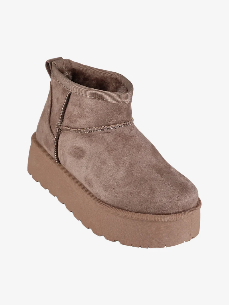 Stivaletti pelosi da bambina con platform - khaki