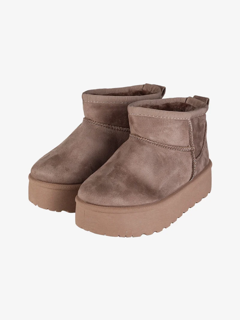 Stivaletti pelosi da bambina con platform - khaki
