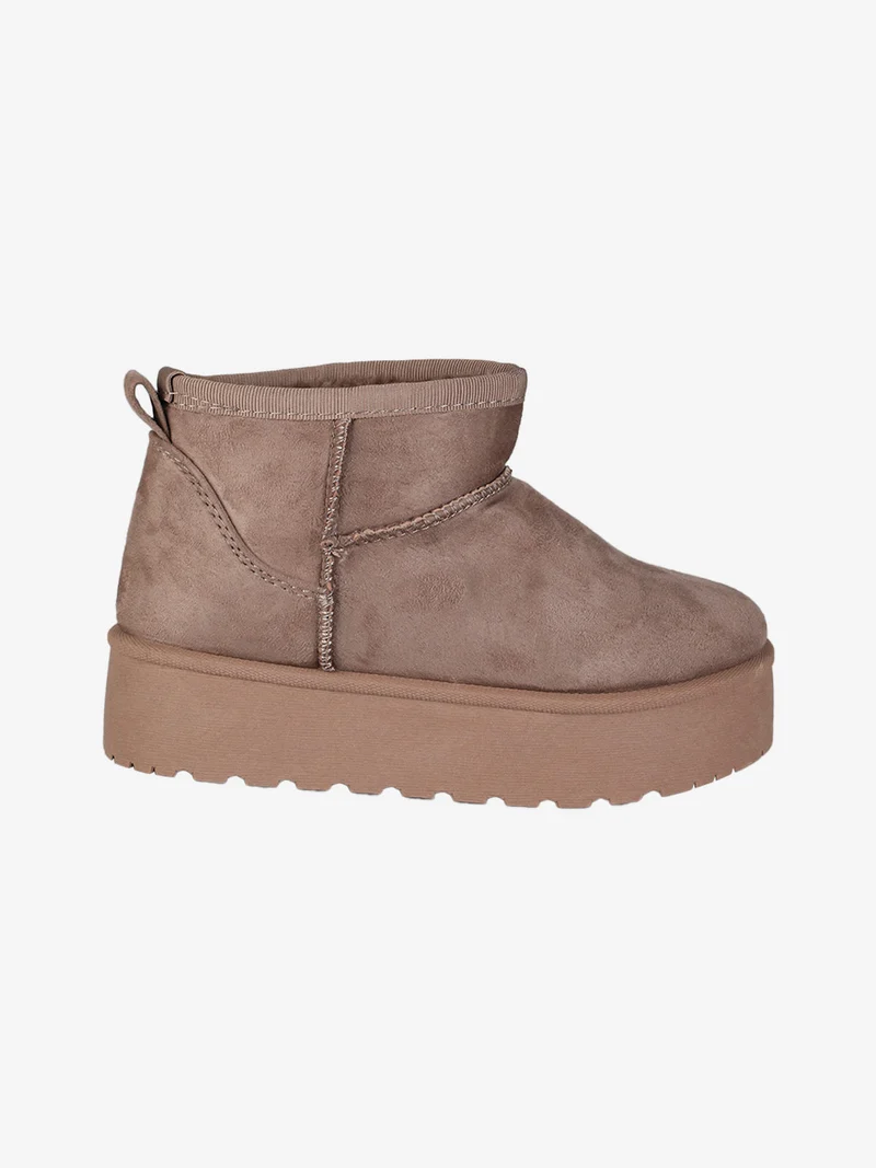 Stivaletti pelosi da bambina con platform - khaki