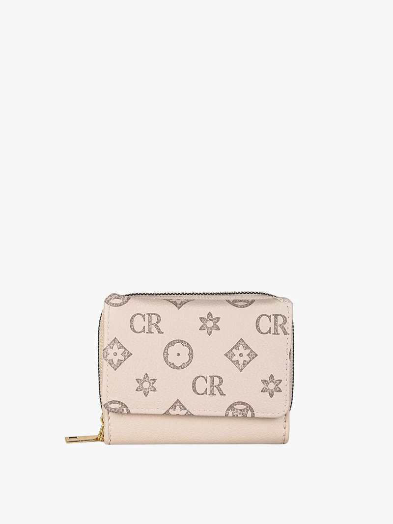 Portafoglio mini da donna con stampa monogramma - khaki
