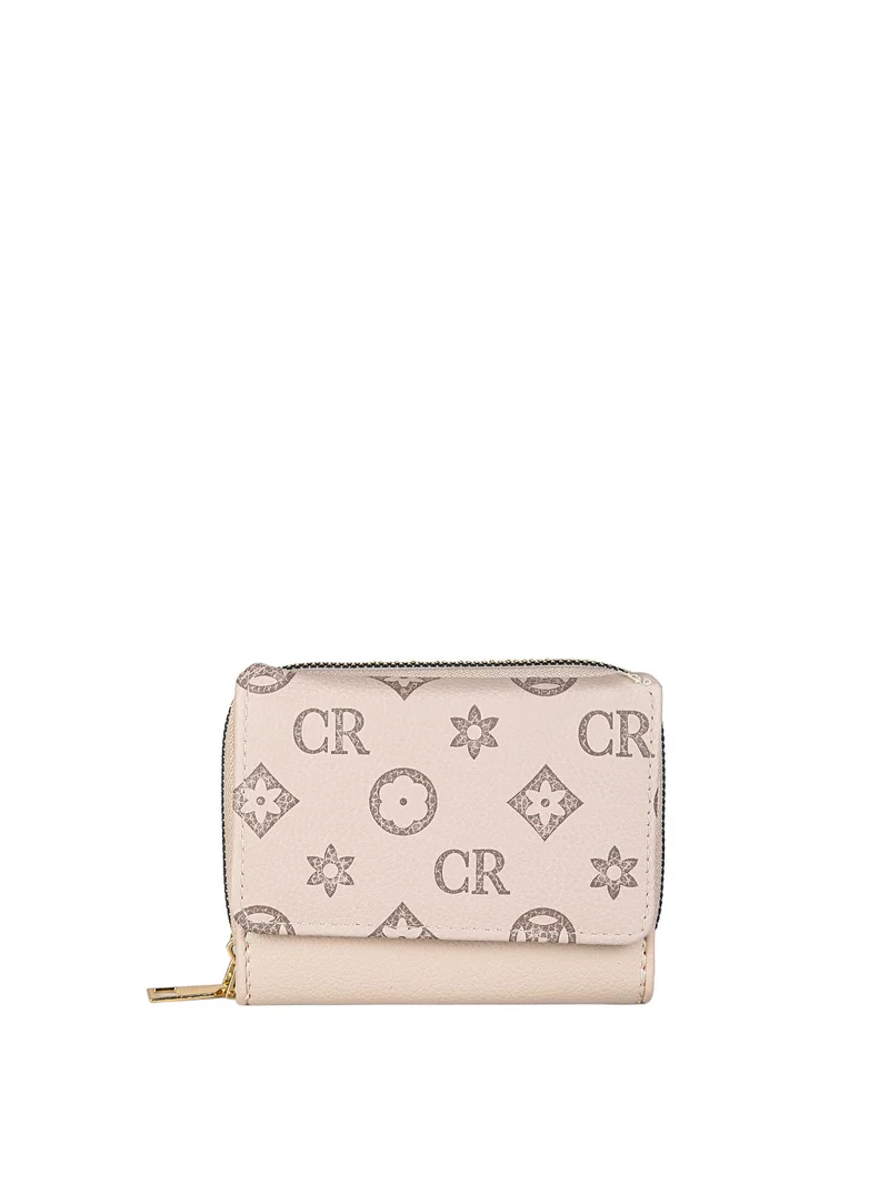 Portafoglio mini da donna con stampa monogramma - khaki