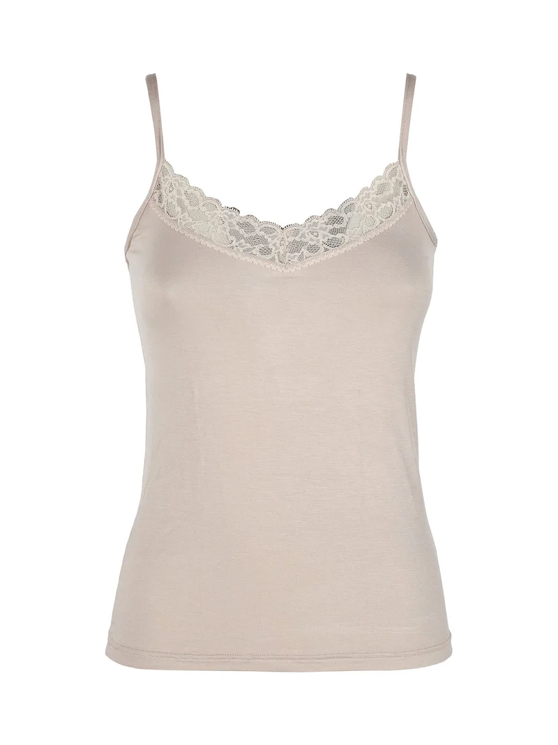 Canotta intima donna con pizzo - cipria