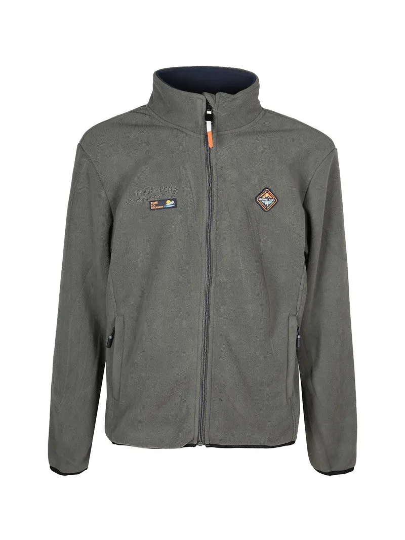 Giacca da uomo in pile con zip - militare
