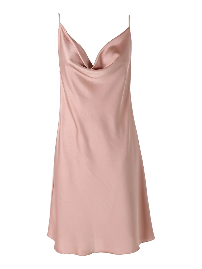 Vestito da donna con spalline sottili e scollo a cascata - rosa
