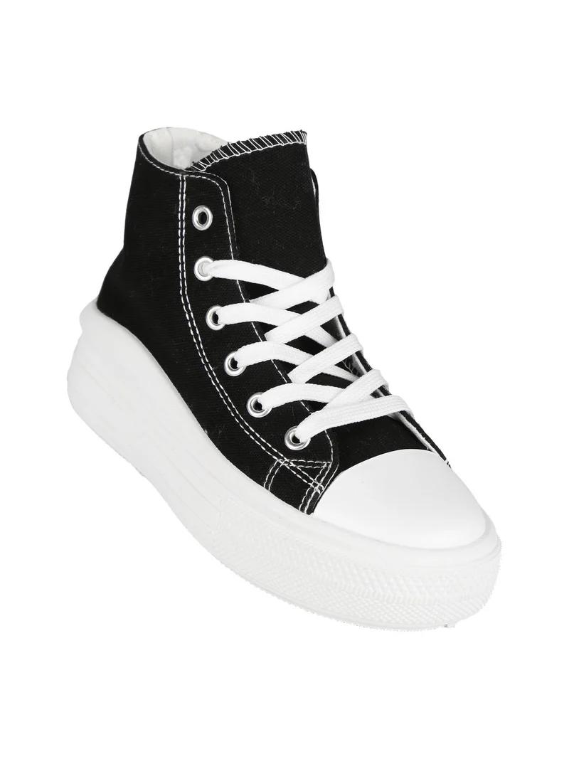 Sneakers alte da ragazza con platform - nero