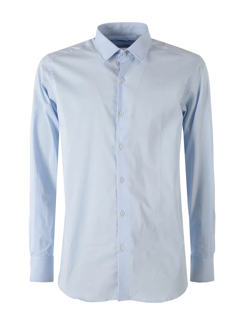 Camicia da uomo slim fit in cotone a maniche lunghe - azzurro