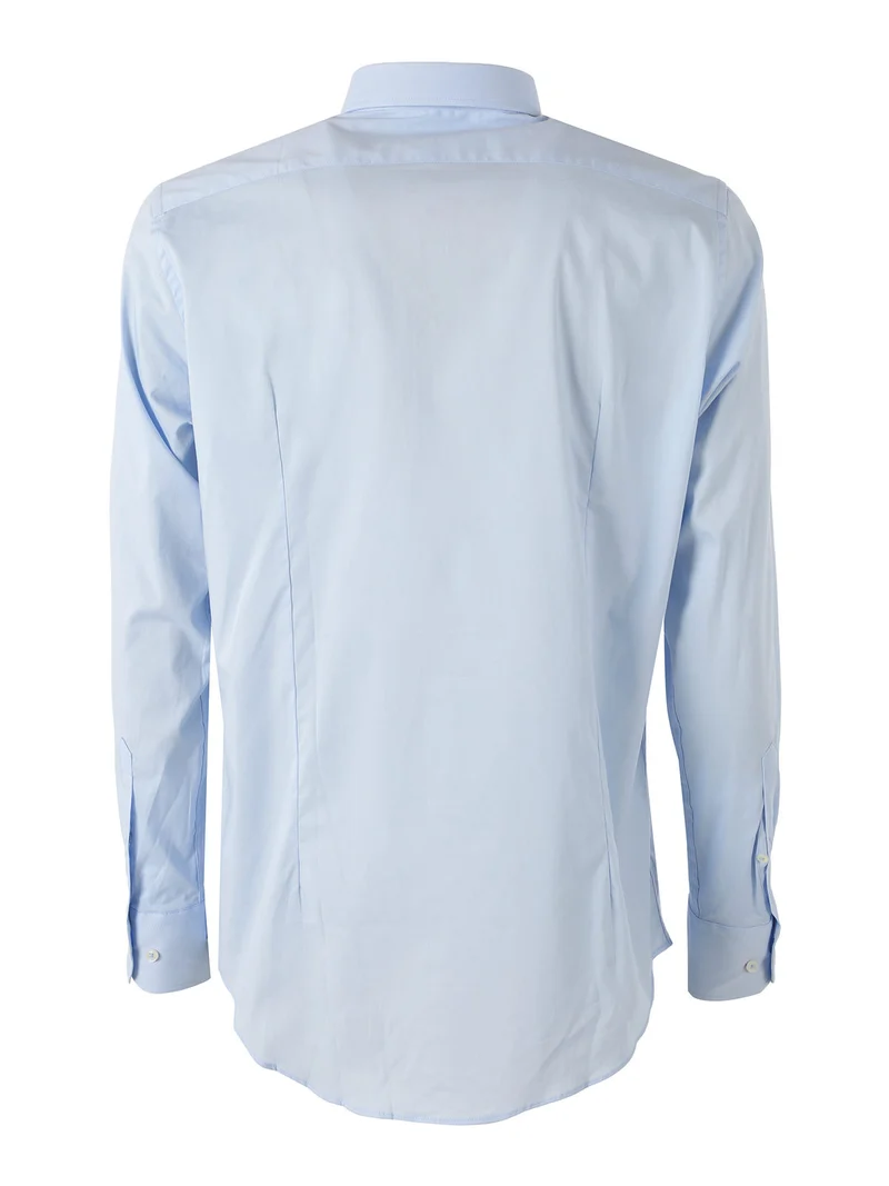 Camicia da uomo slim fit in cotone a maniche lunghe - azzurro