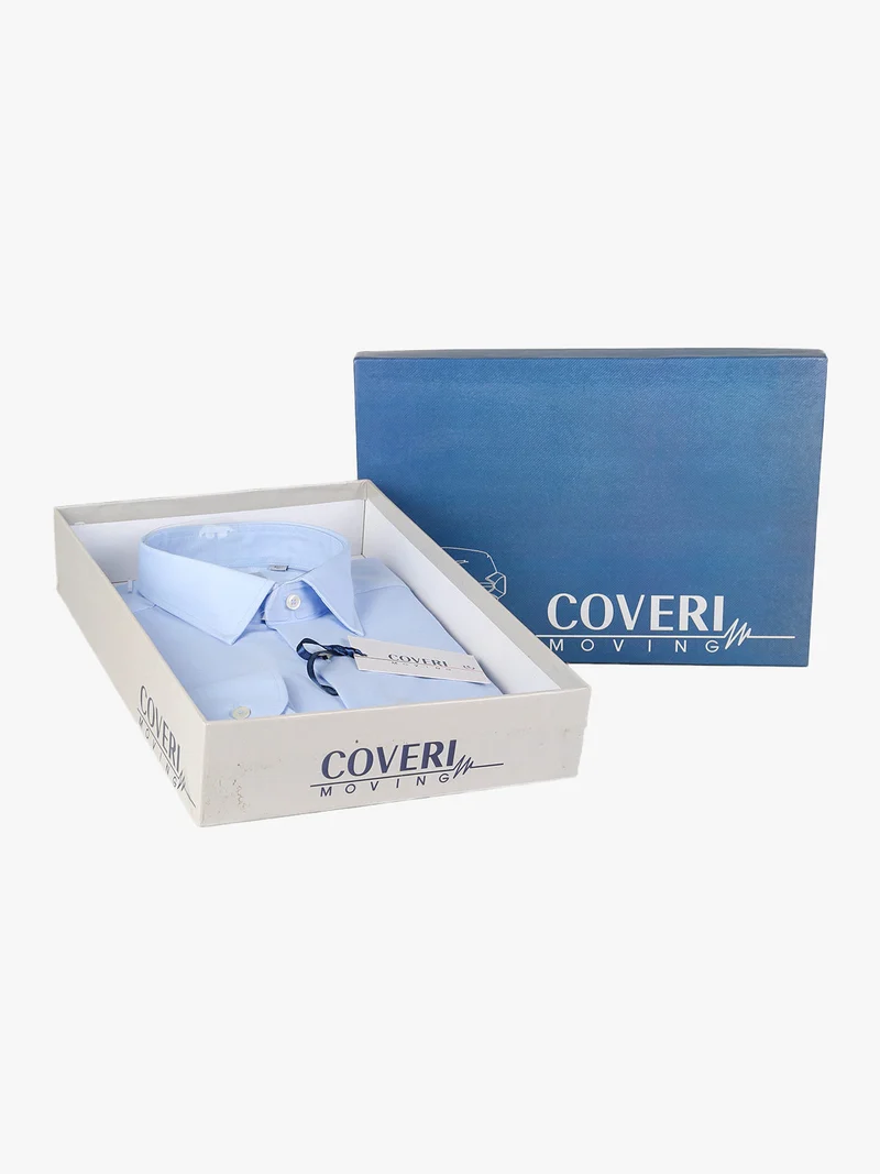 Camicia da uomo slim fit in cotone a maniche lunghe - azzurro