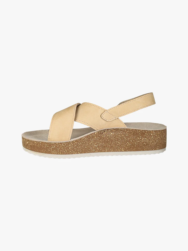 Sandali donna con fibbia e cinturino a strappo - beige