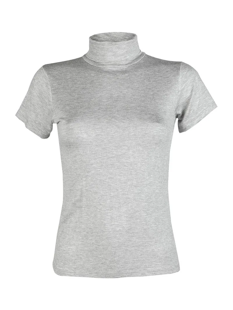 T-shirt dolcevita da donna in tinta unita - grigio