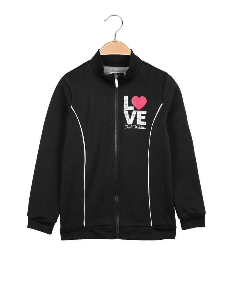 Felpa pesante da ragazza full zip - nero