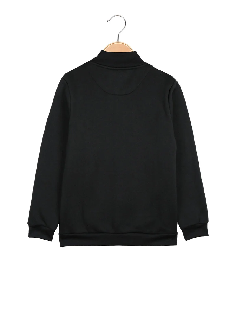 Felpa pesante da ragazza full zip - nero