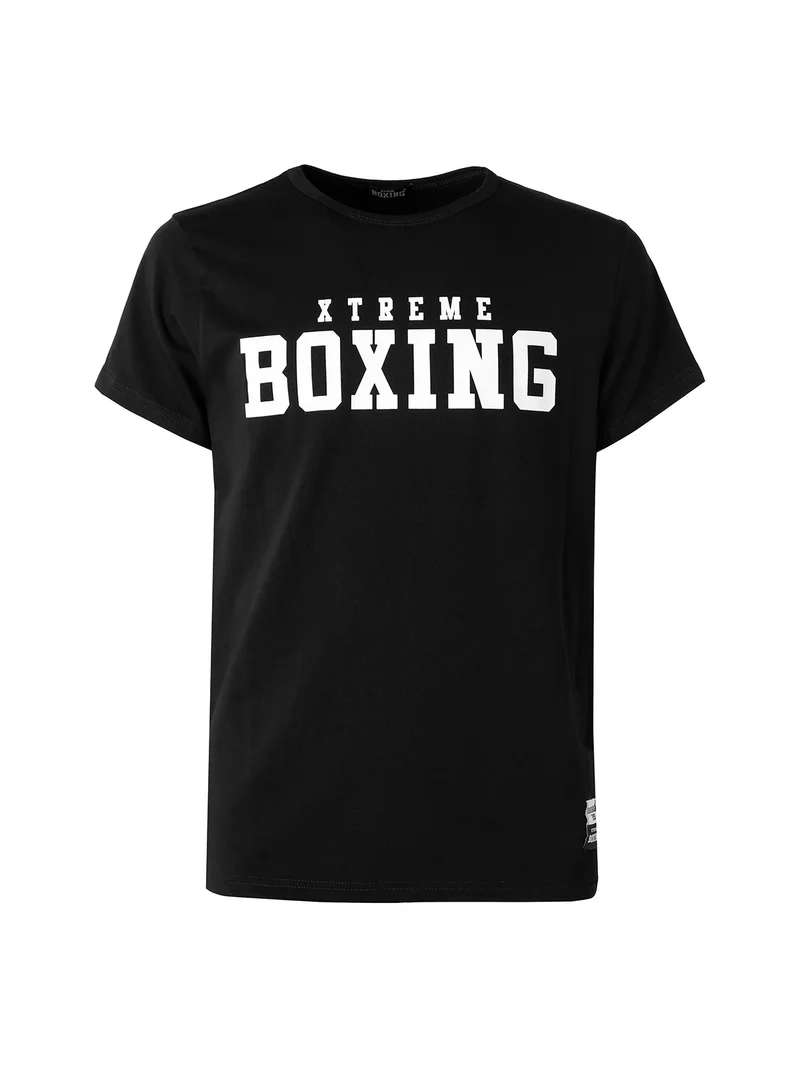 T-shirt girocollo da uomo in cotone con logo - nero