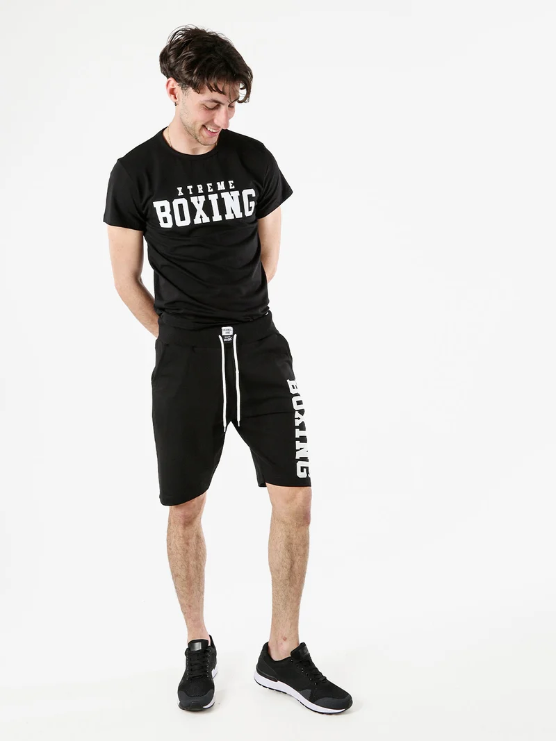 T-shirt girocollo da uomo in cotone con logo - nero