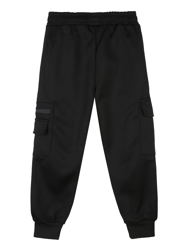 Pantaloni cargo da bambino con polsini e interno felpato - nero