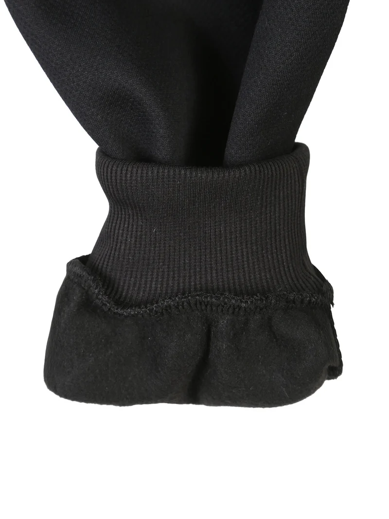Pantaloni cargo da bambino con polsini e interno felpato - nero