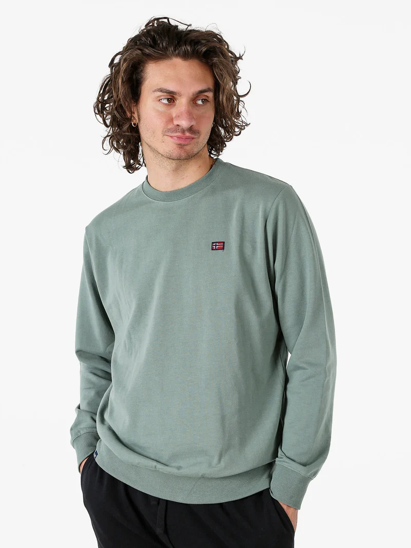 Felpa girocollo da uomo in misto cotone con logo - pistacchio