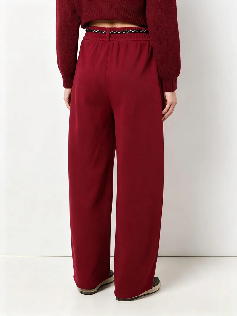 Pantaloni da donna in felpa con elastico in vita - bordeaux