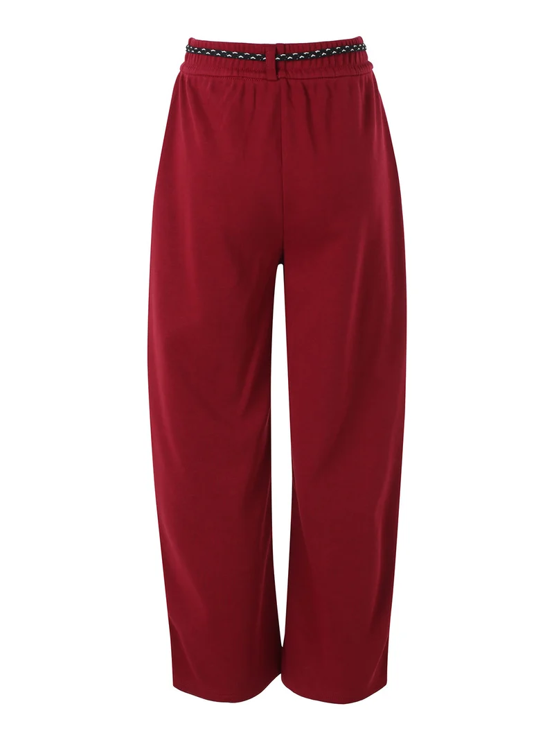 Pantaloni da donna in felpa con elastico in vita - bordeaux