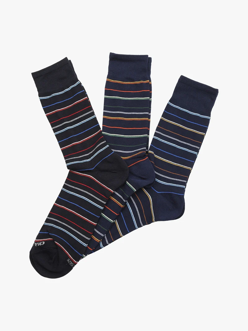 Confezione da 3 paia di calze corte uomo a righe - blu