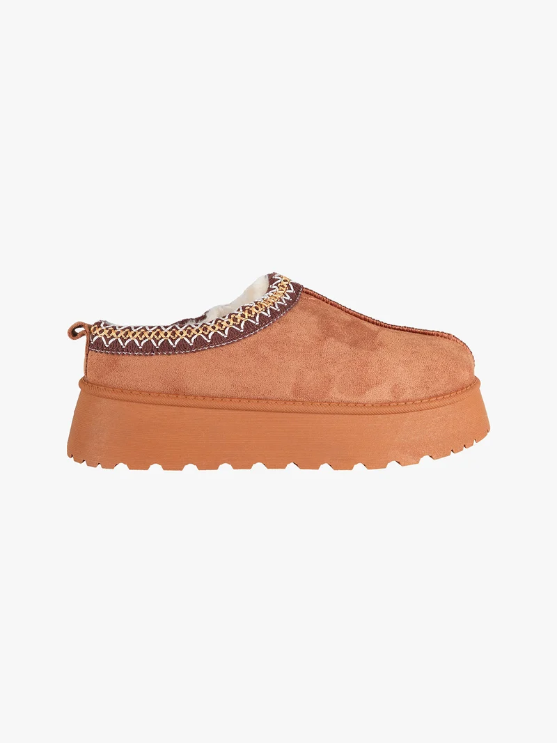 Stivaletti donna pelosi con platform - cammello