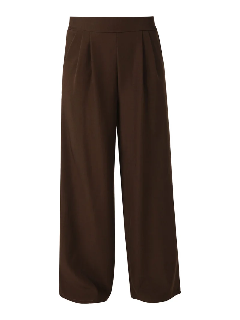 Pantaloni da donna a gamba larga e dritta - marrone