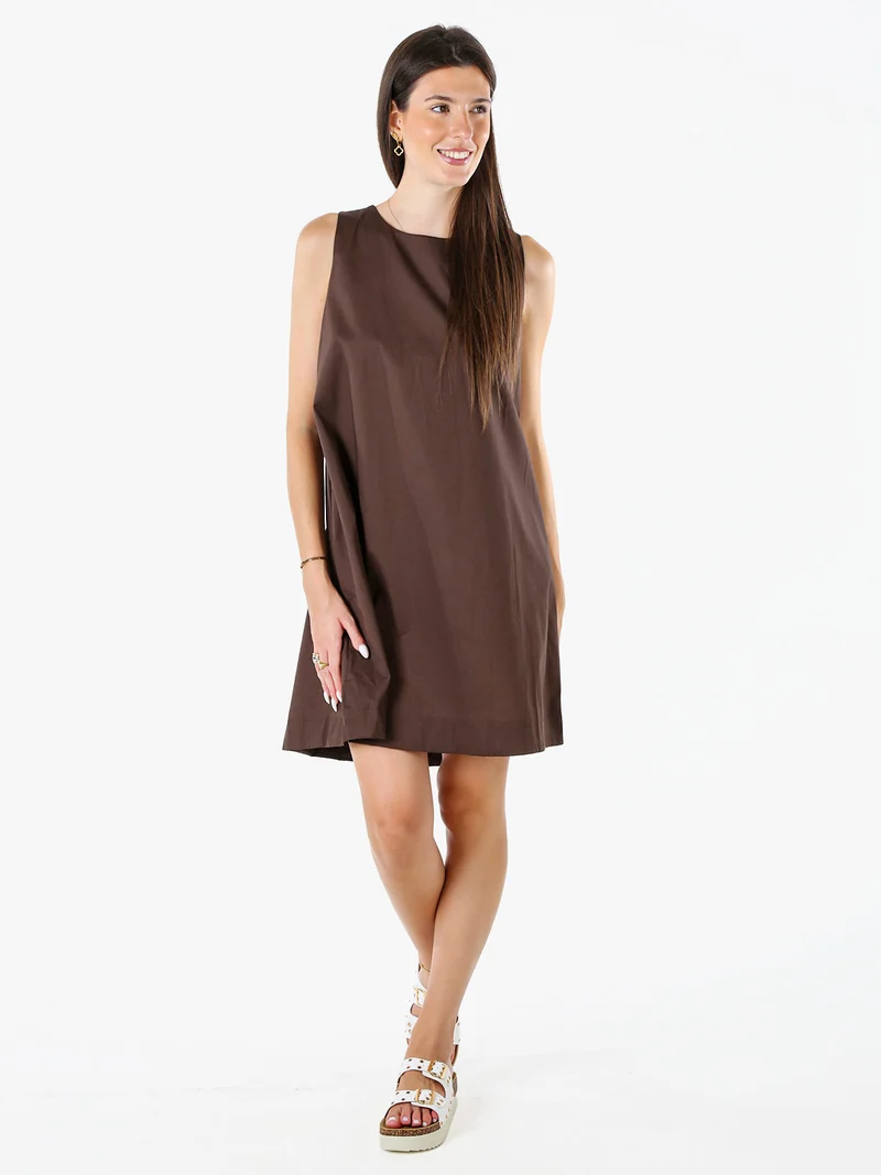Abito smanicato da donna in cotone - moro