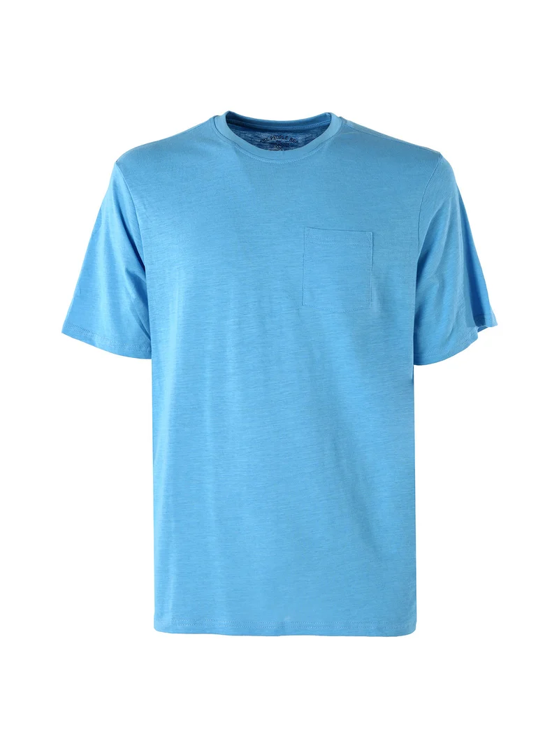 T-shirt in cotone da uomo con taschino - turchese