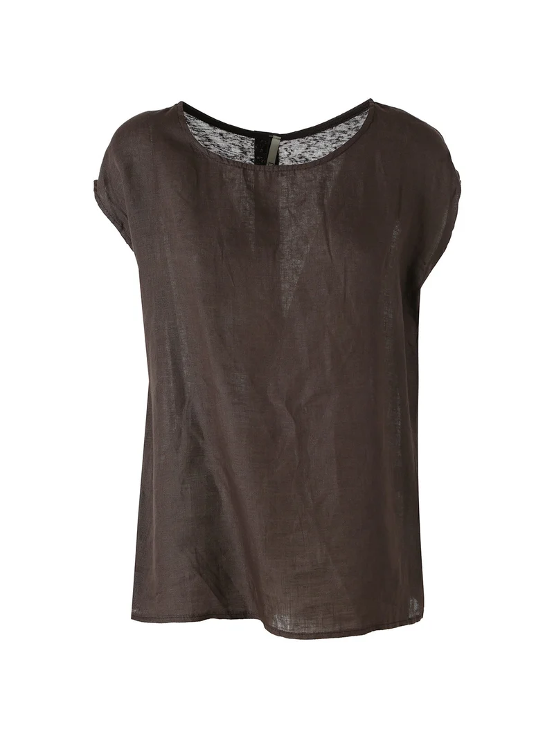 Blusa donna in lino senza maniche - moro