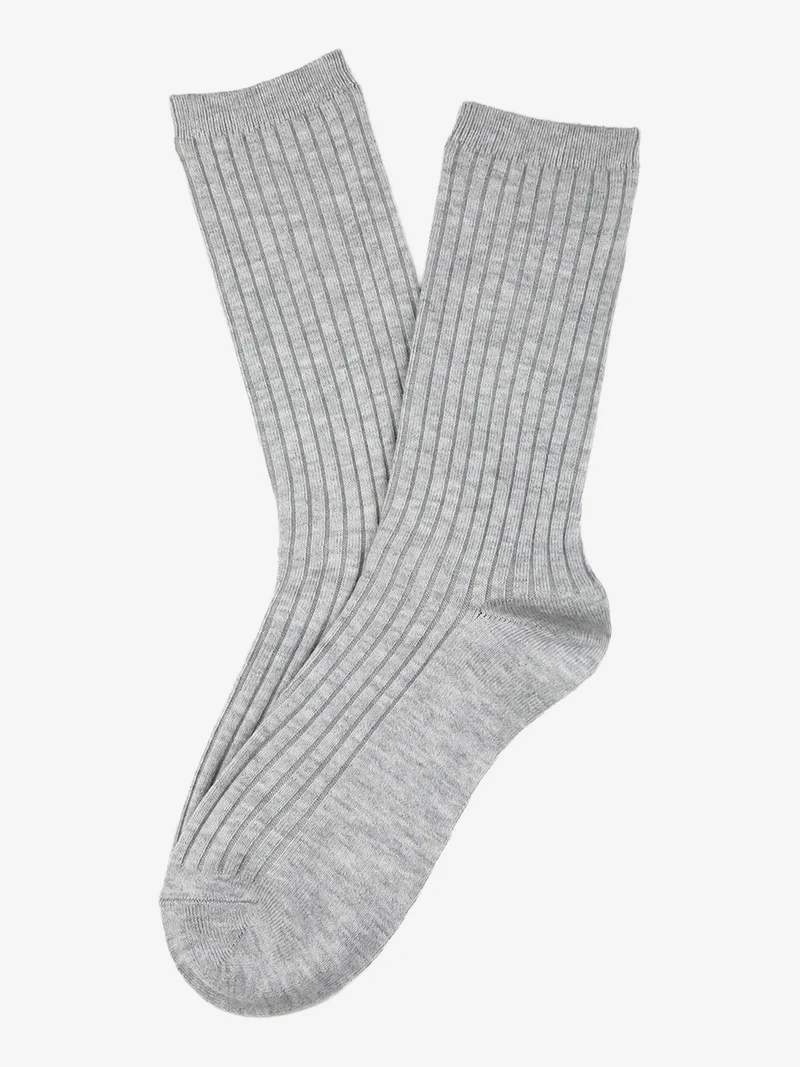 Calze lunghe donna a coste in misto cashmere - perla