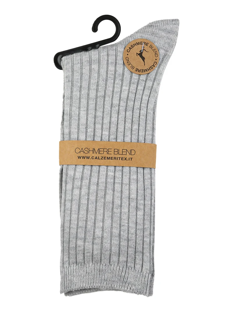 Calze lunghe donna a coste in misto cashmere - perla