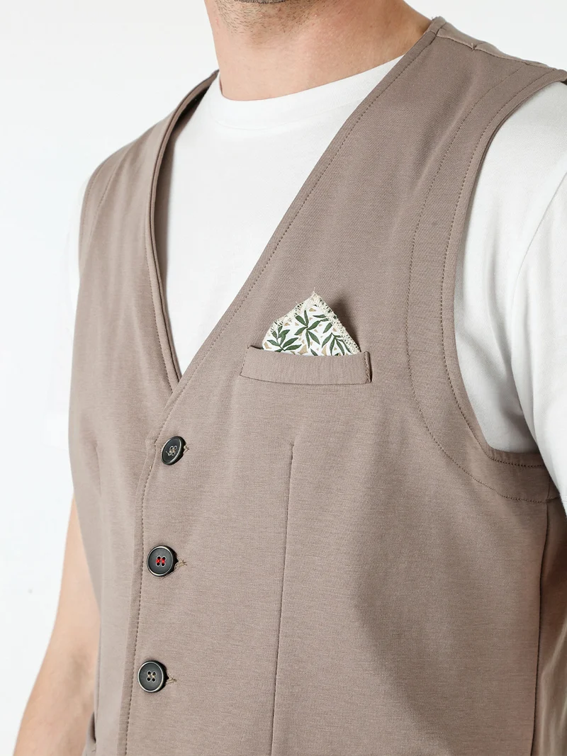 Gilet da uomo in tinta unita con bottoni - fango
