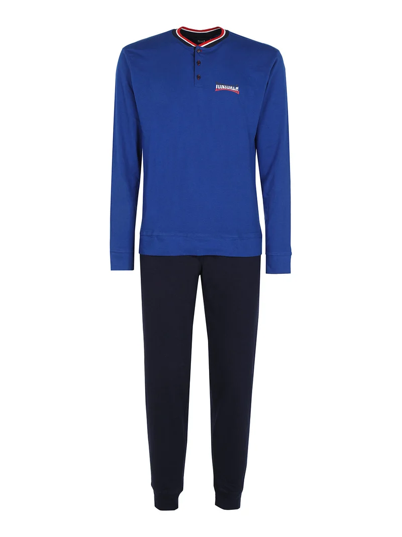 Pigiama lungo da uomo in cotone - blu