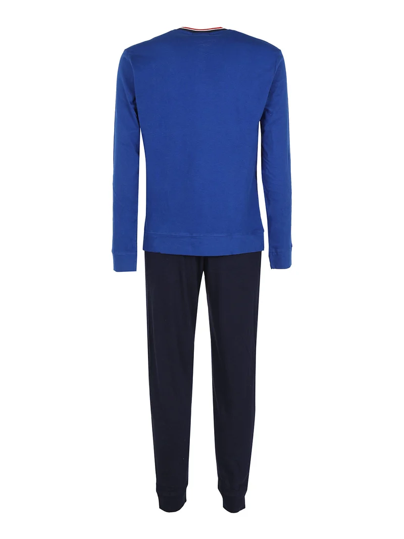 Pigiama lungo da uomo in cotone - blu