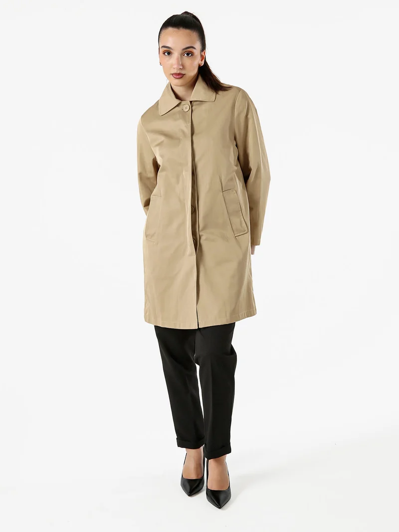 Trench impermeabile da donna con bottoni - khaki