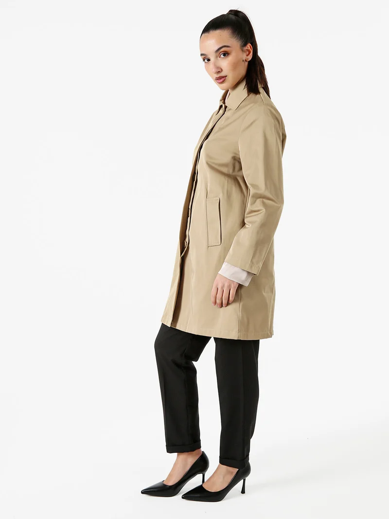 Trench impermeabile da donna con bottoni - khaki