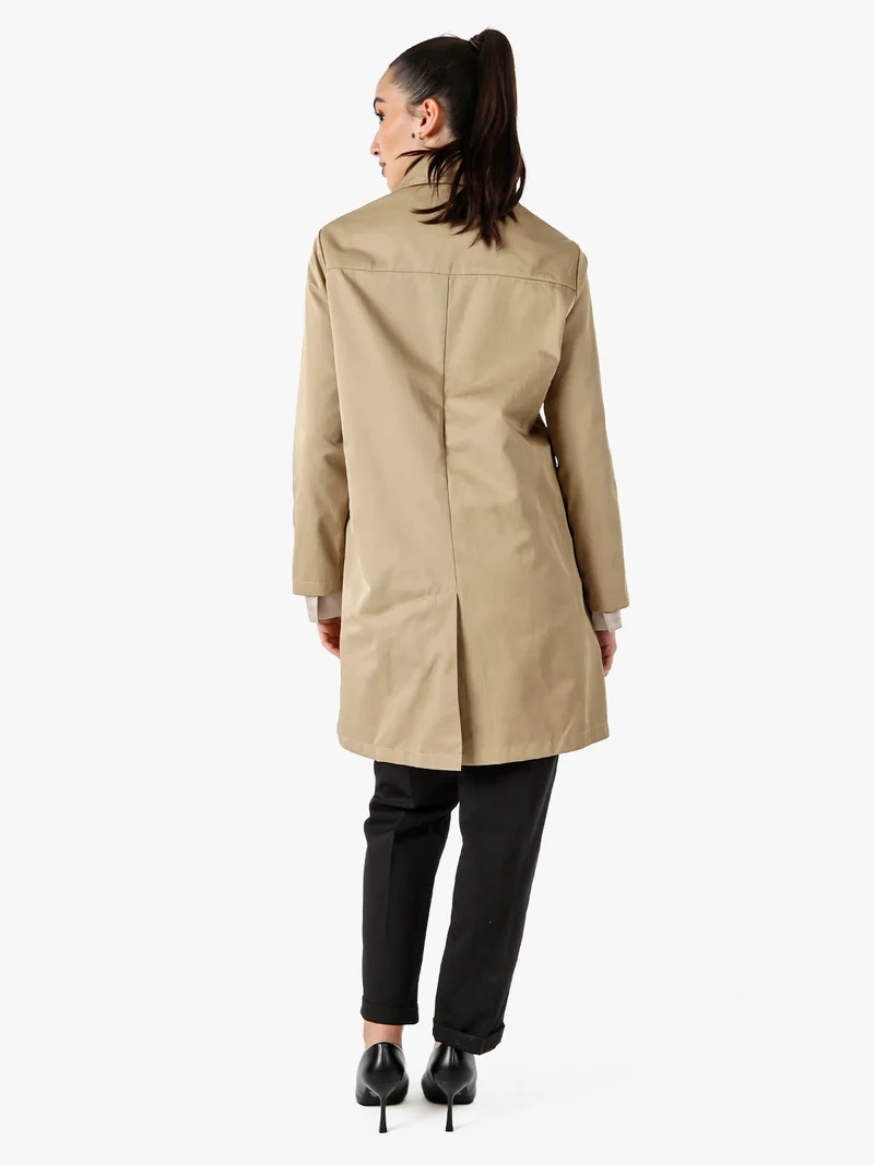 Trench impermeabile da donna con bottoni - khaki