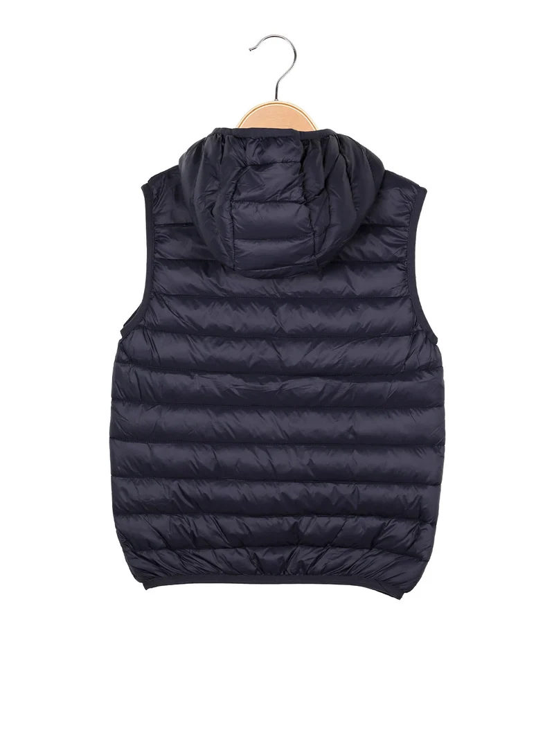 Gilet imbottito da bambino con cappuccio e zip - blu scuro