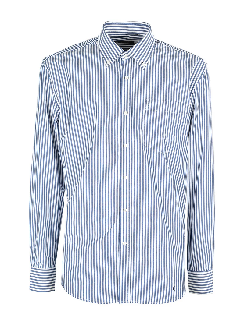 Camicia da uomo a righe regular fit in cotone - jeans