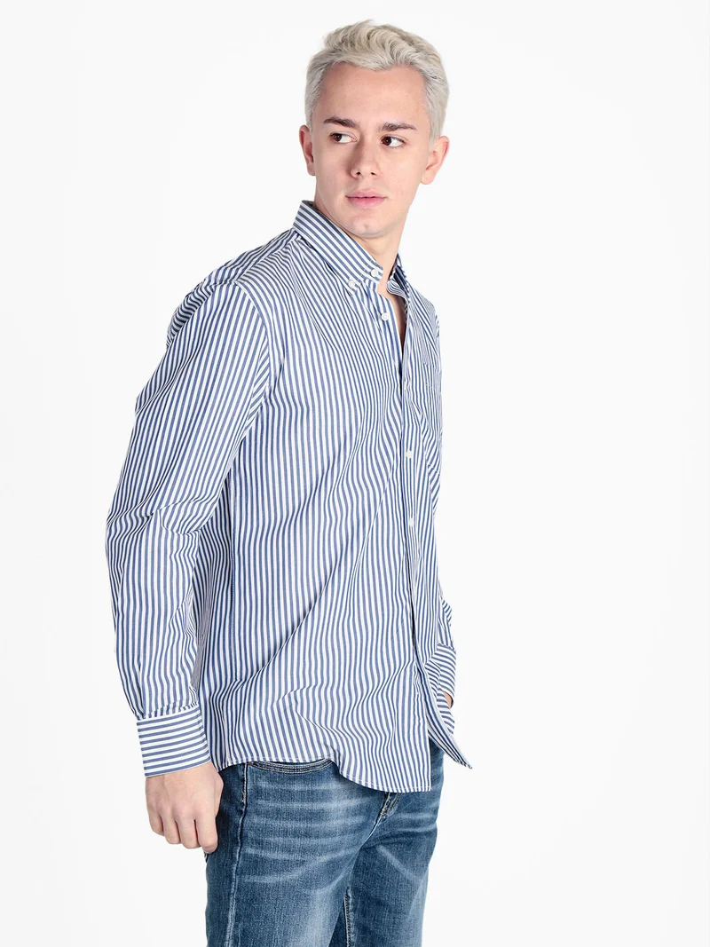 Camicia da uomo a righe regular fit in cotone - jeans